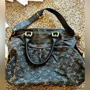 Louis Vuitton monogram black denim neo cabby MM 2way